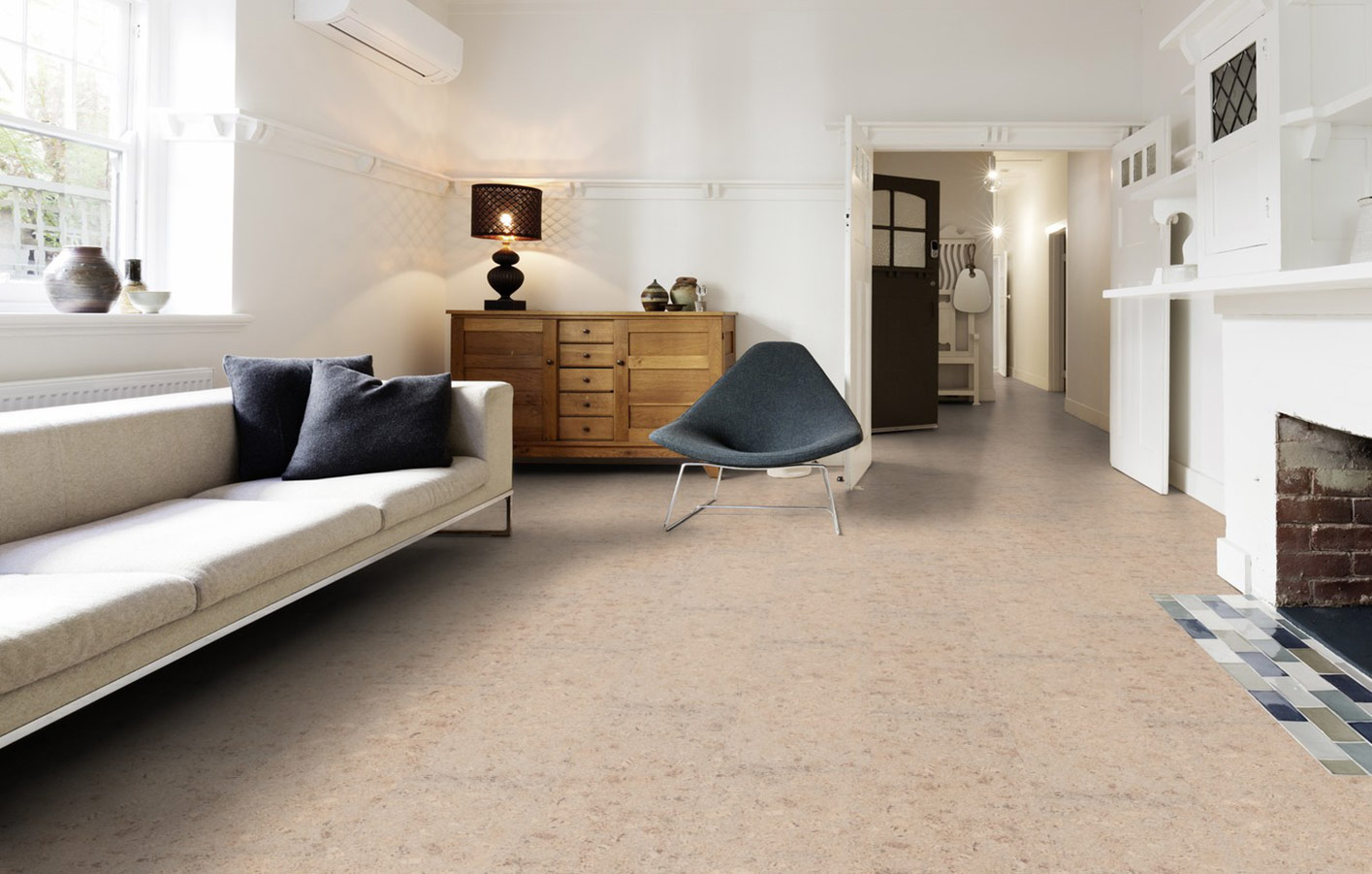 Korkböden im modernen Wohnzimmer - unvergleichbare Optik Bild von Wohnzimmer mit modernem Korkboden